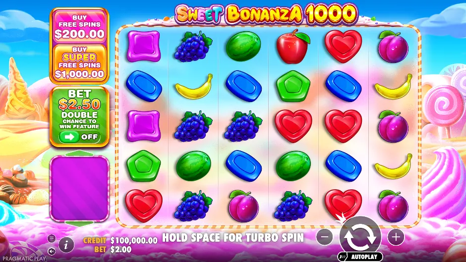 Sweet Bonanza 1000 original public-demo screen with its edition title and controls Sweet Bonanza 1000 original public-demo screen with its edition title and controls